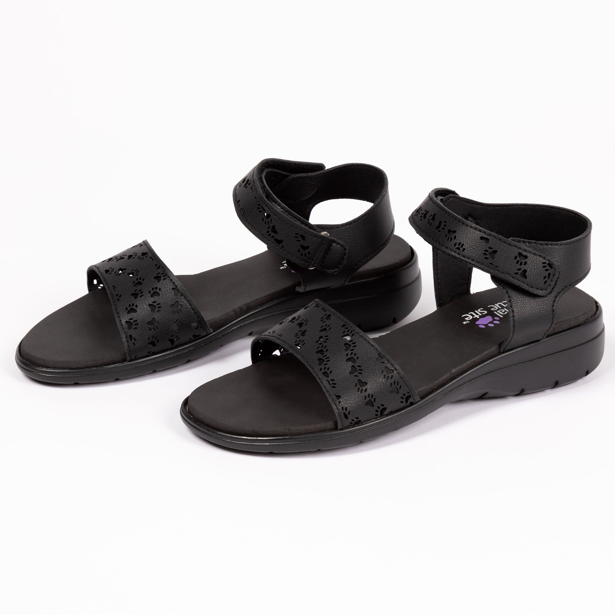 Paw Print Faux Leather Strap Sandals - Aaria Tees Aaria Tees