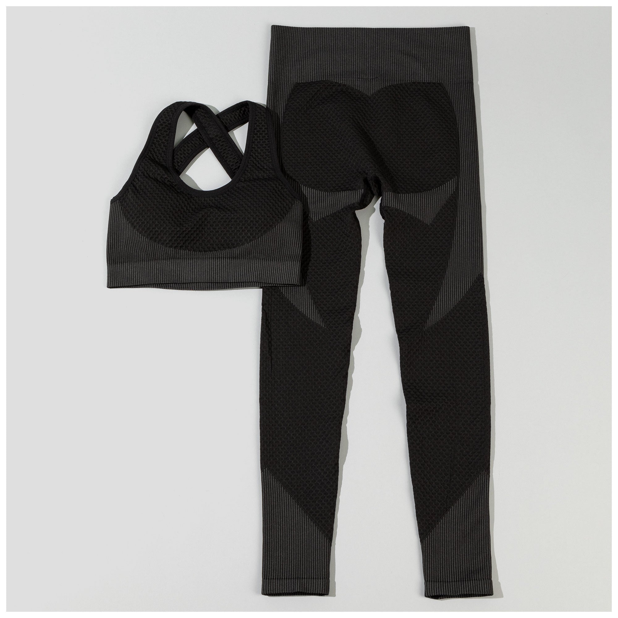 Textured Leggings & Sports Bra Activewear Set - Aaria Tees Aaria Tees