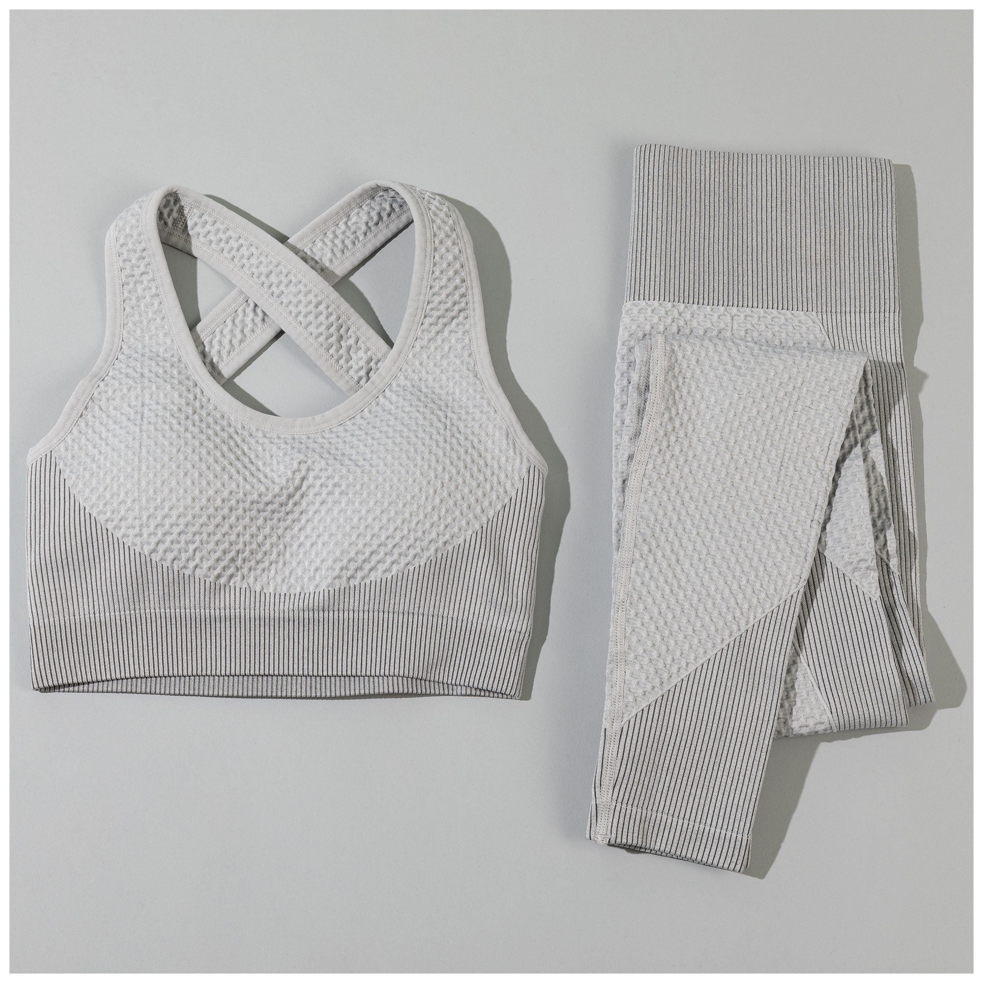 Textured Leggings & Sports Bra Activewear Set - Aaria Tees Aaria Tees