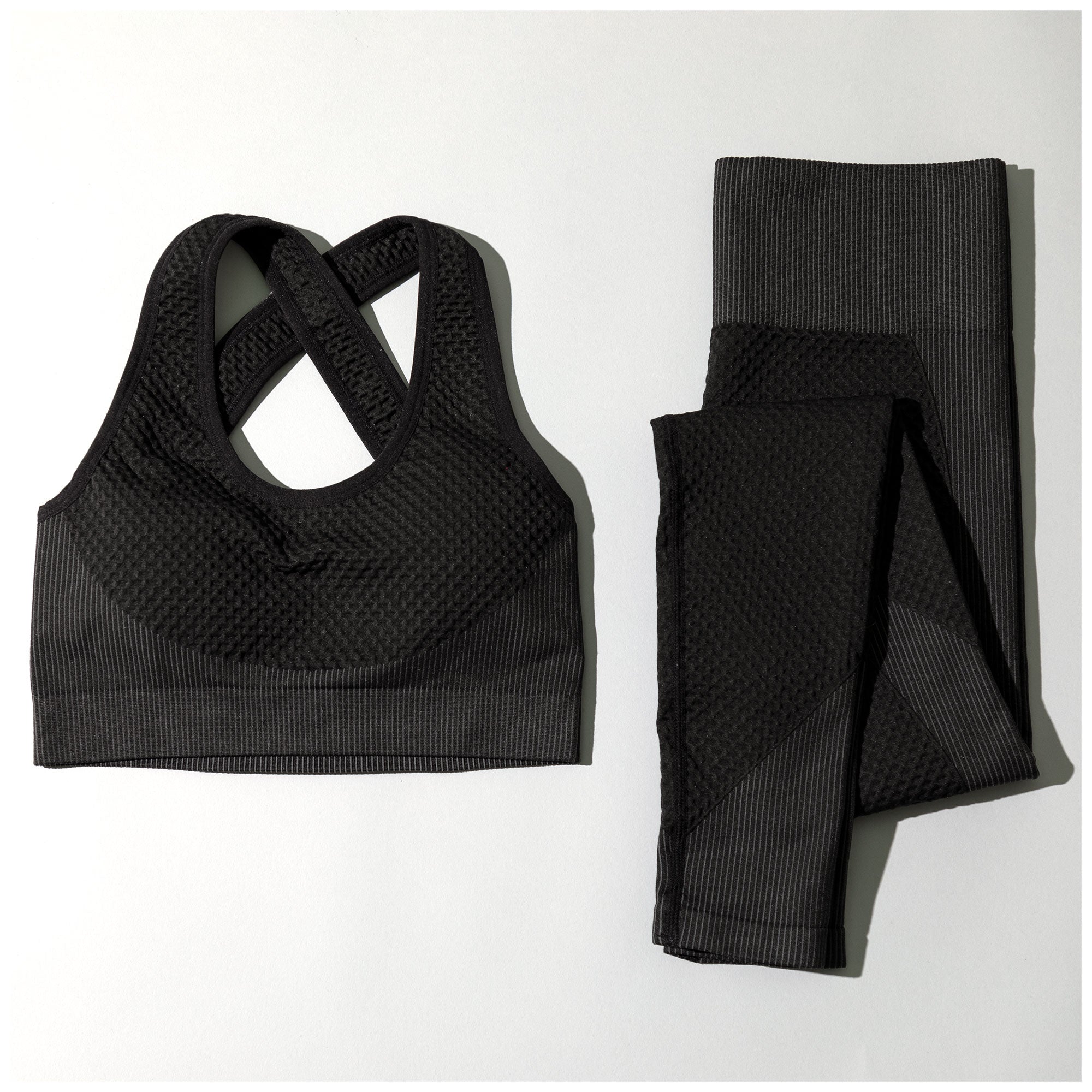 Textured Leggings & Sports Bra Activewear Set - Aaria Tees Aaria Tees