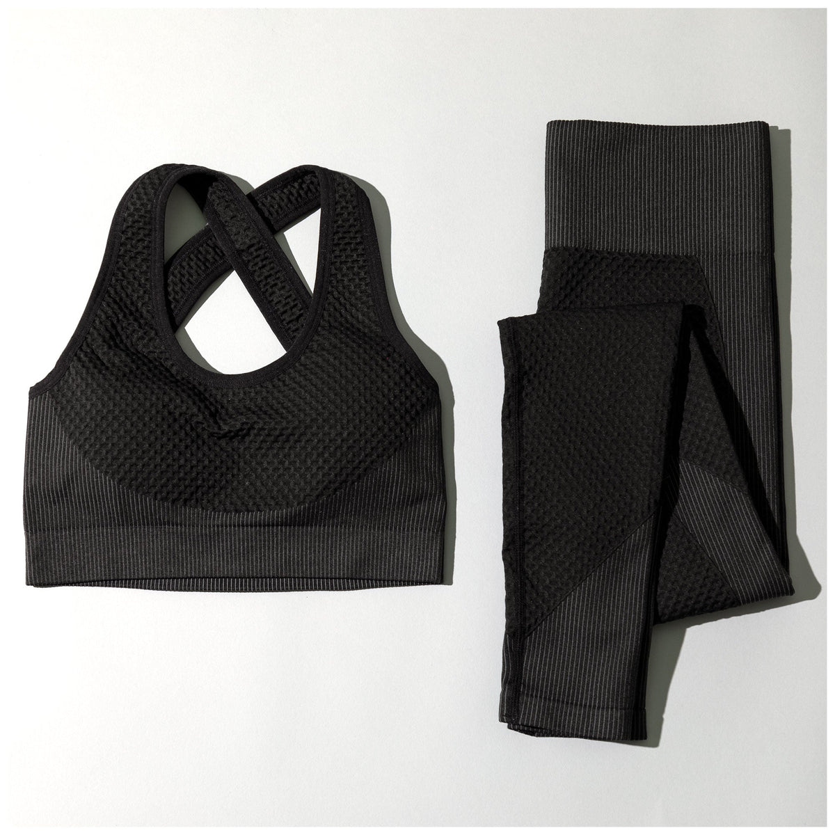 Textured Leggings & Sports Bra Activewear Set - Aaria Tees