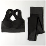 Textured Leggings & Sports Bra Activewear Set - Aaria Tees Aaria Tees