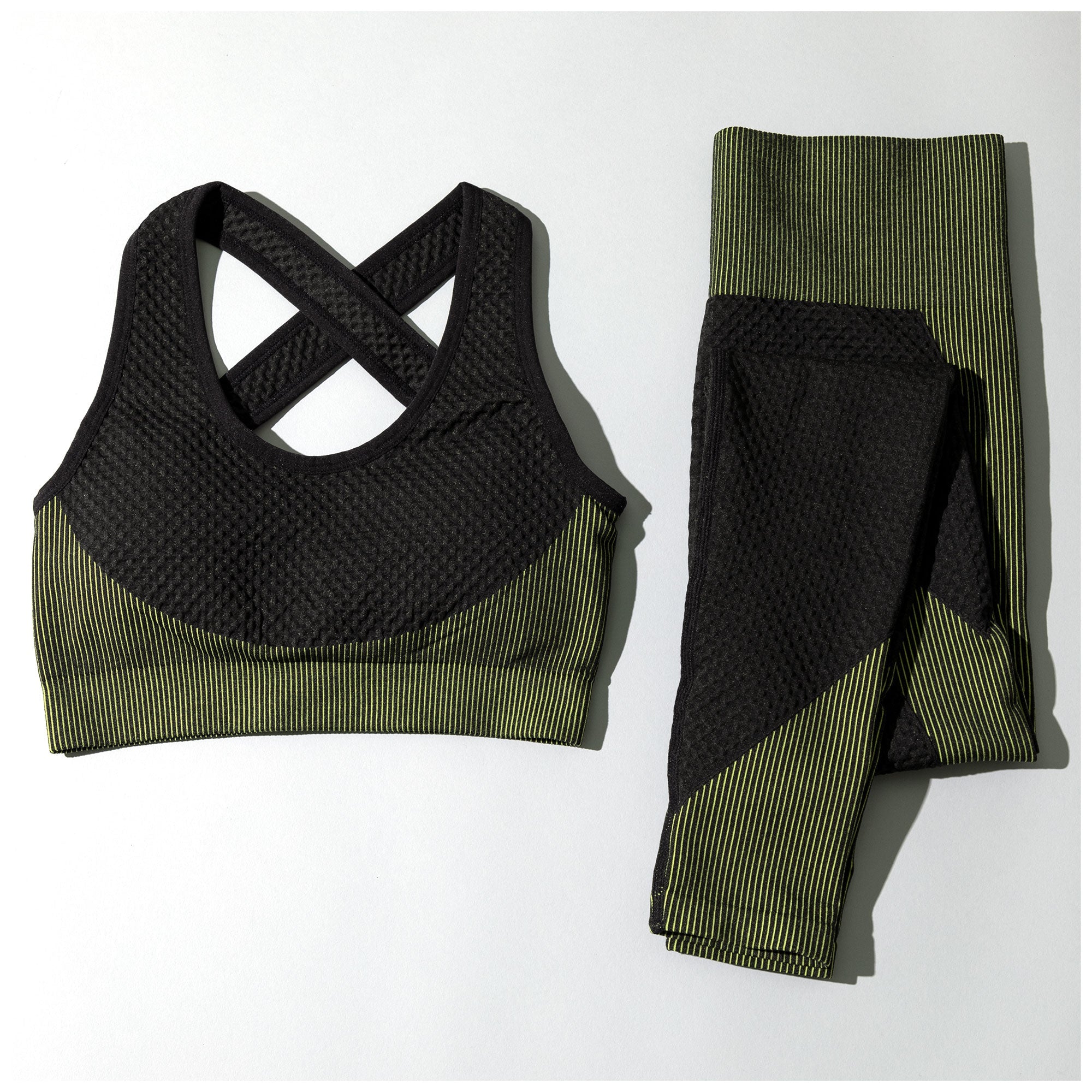 Textured Leggings & Sports Bra Activewear Set - Aaria Tees Aaria Tees