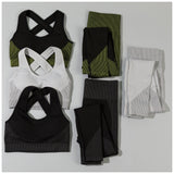 Textured Leggings & Sports Bra Activewear Set - Aaria Tees Aaria Tees