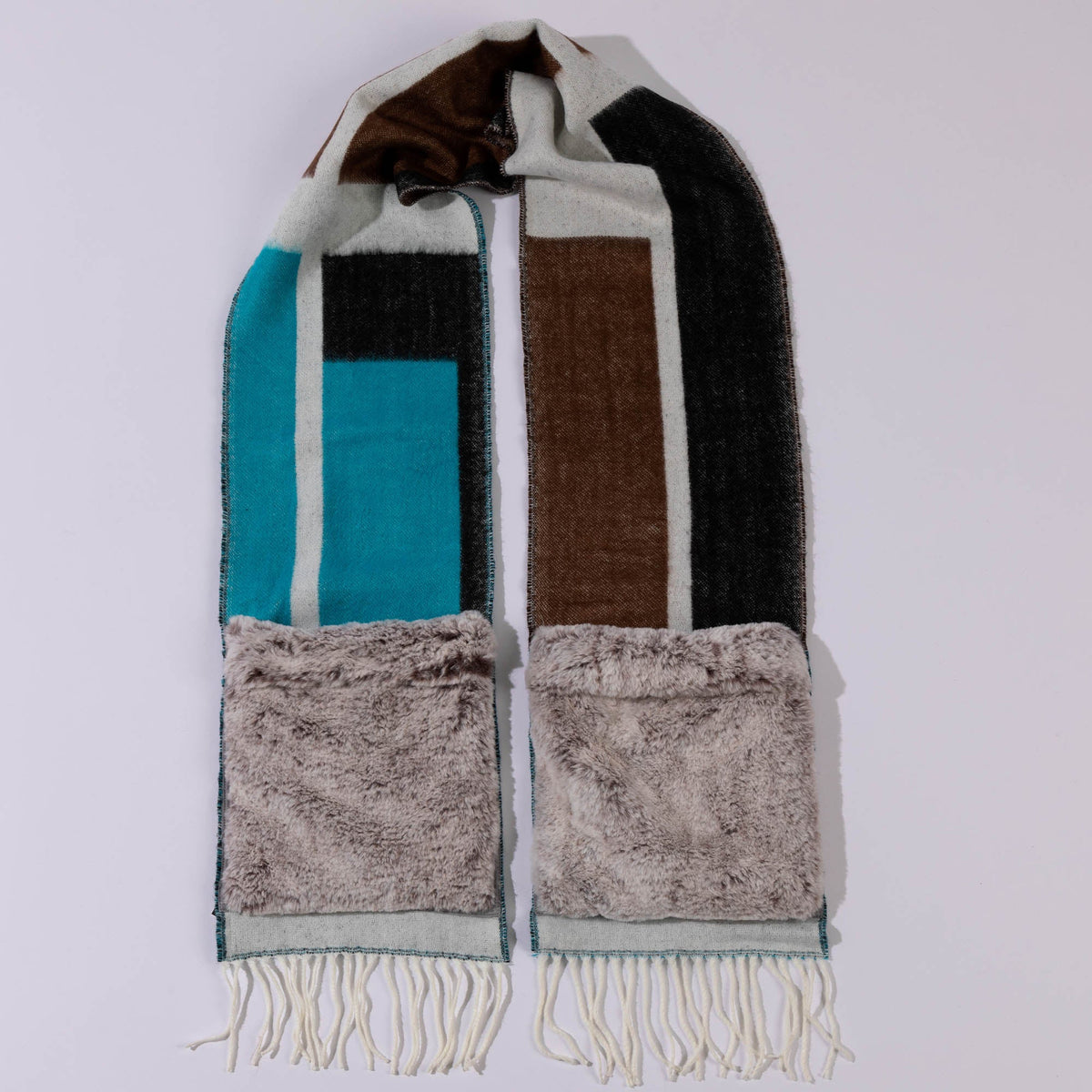 Geometric Print Pocket Scarf - Aaria Tees