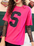 Letter Graphic Round Neck Half Sleeve T-Shirt Aaria Tees
