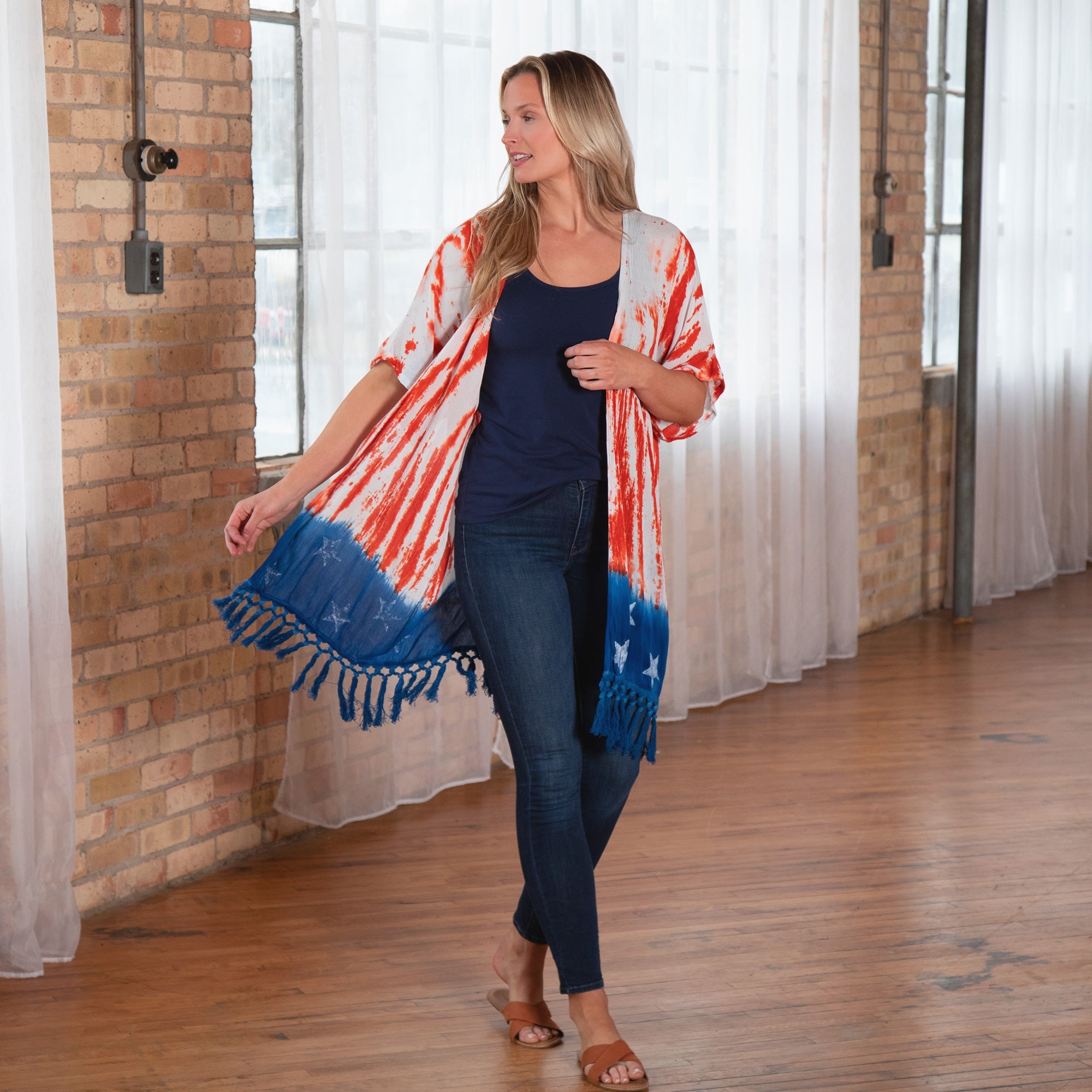 Stars & Stripes Handcrafted Lightweight Kimono - Aaria Tees Aaria Tees
