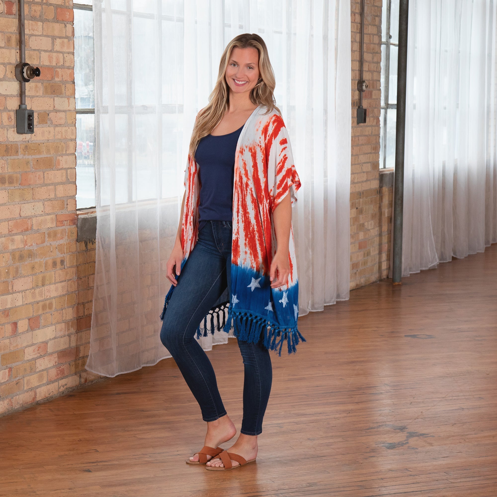 Stars & Stripes Handcrafted Lightweight Kimono - Aaria Tees Aaria Tees