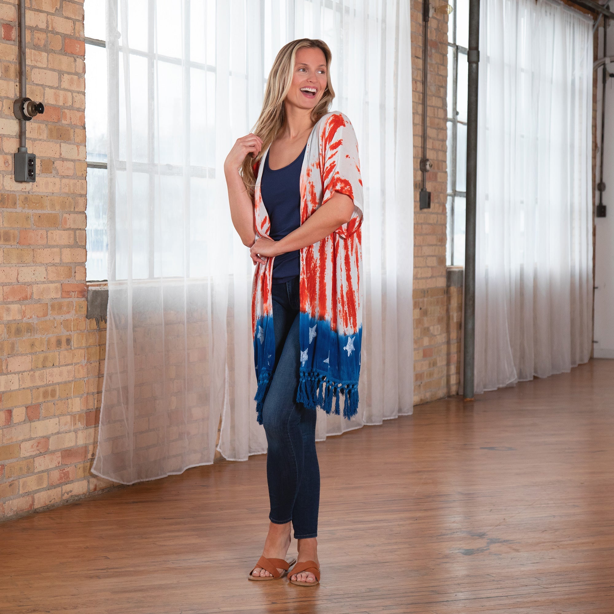 Stars & Stripes Handcrafted Lightweight Kimono - Aaria Tees Aaria Tees