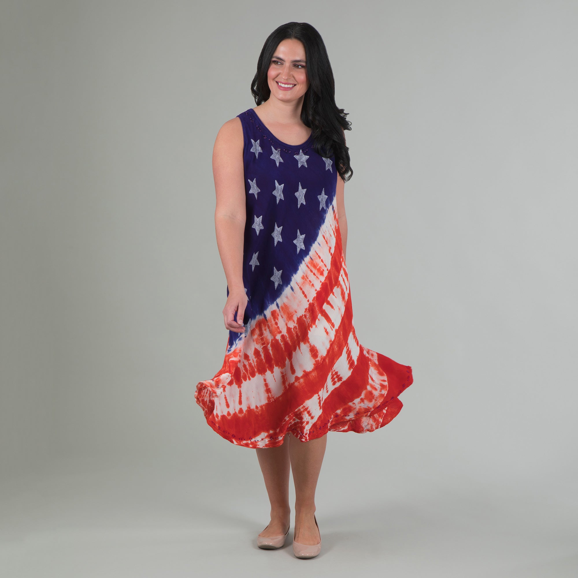 Diagonal Stars & Stripes Sleeveless Long Dress - Aaria Tees Aaria Tees