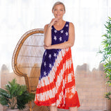 Diagonal Stars & Stripes Sleeveless Long Dress - Aaria Tees Aaria Tees