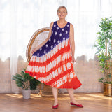 Diagonal Stars & Stripes Sleeveless Long Dress - Aaria Tees Aaria Tees