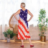 Diagonal Stars & Stripes Sleeveless Long Dress - Aaria Tees Aaria Tees