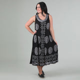 Black & White Print Sleeveless Midi Dress - Aaria Tees Aaria Tees