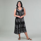 Black & White Print Sleeveless Midi Dress - Aaria Tees Aaria Tees