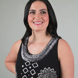 Black & White Print Sleeveless Midi Dress - Aaria Tees Aaria Tees
