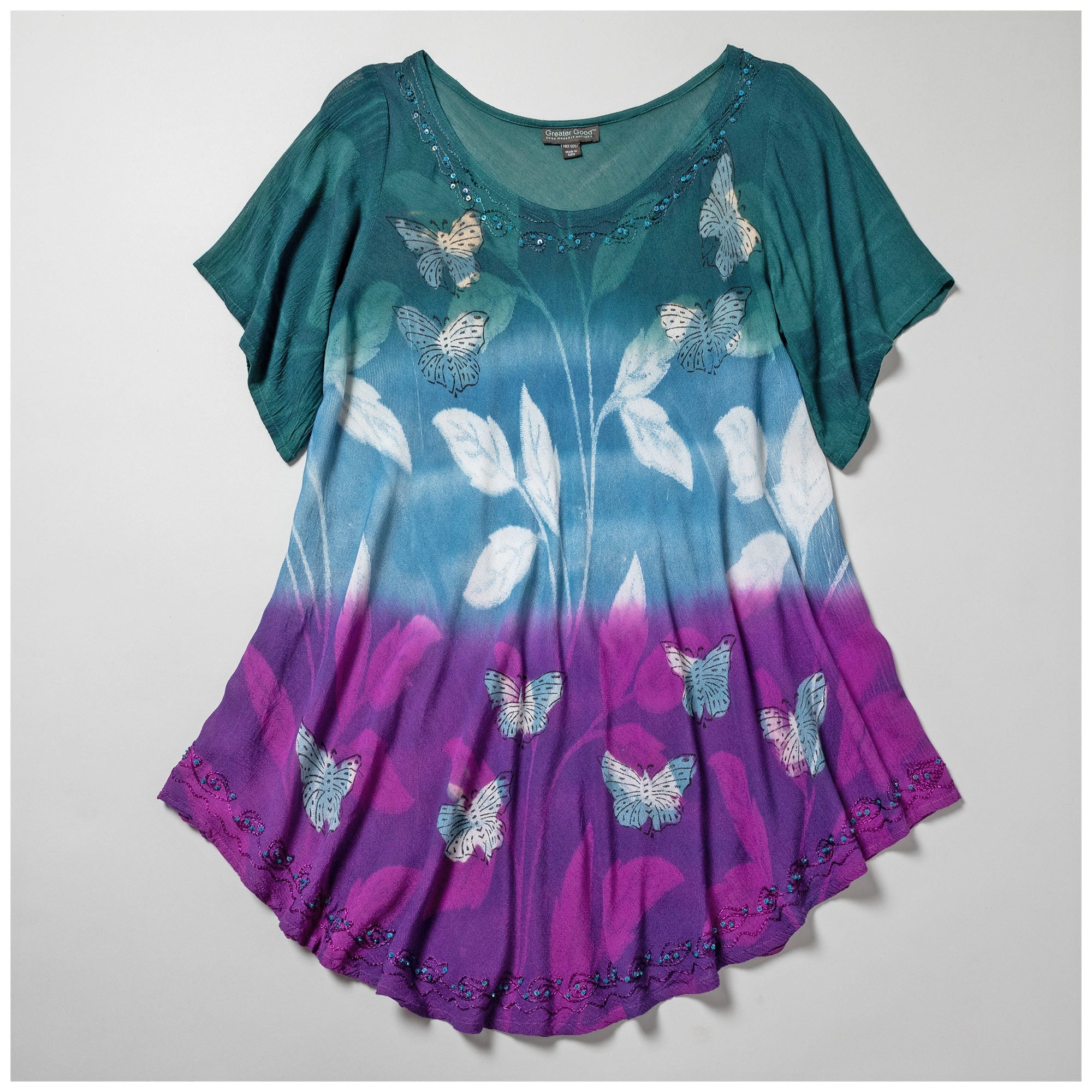 Butterfly Garden Short Sleeve Tunic - Aaria Tees Aaria Tees