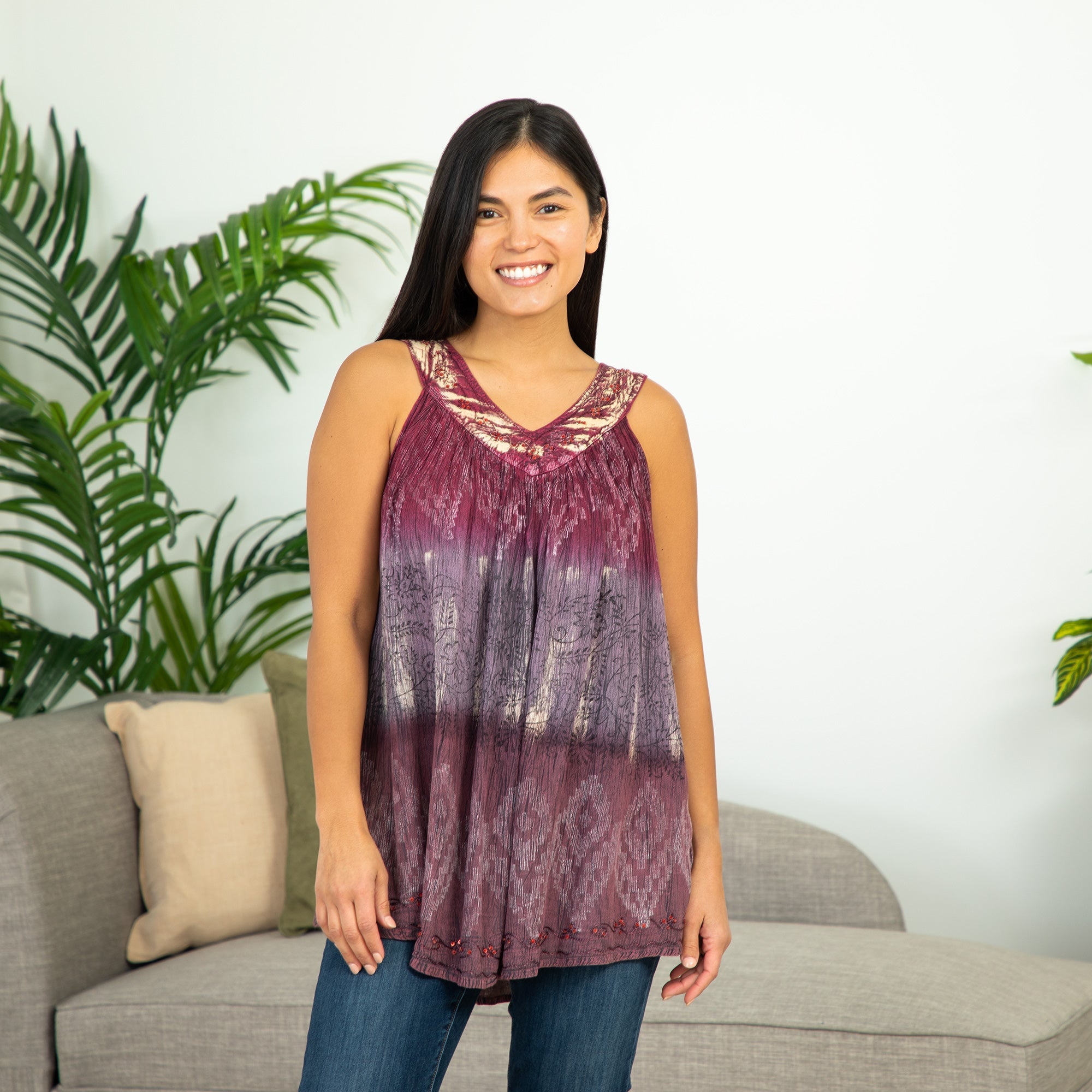 Block Printed Sleeveless Top - Aaria Tees Aaria Tees