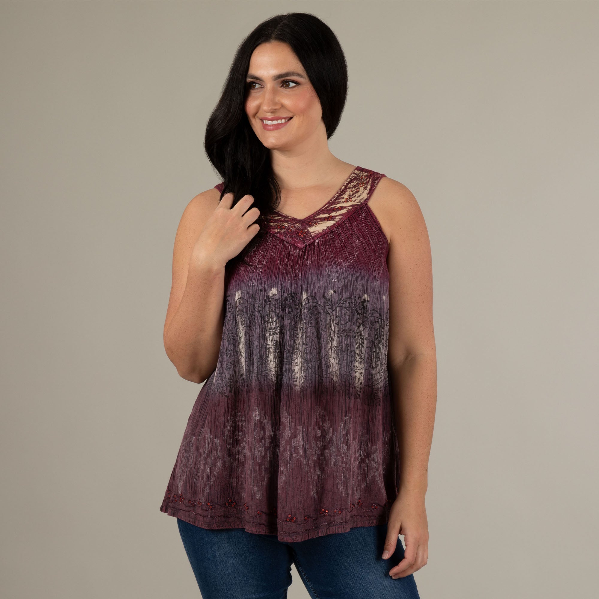 Block Printed Sleeveless Top - Aaria Tees Aaria Tees
