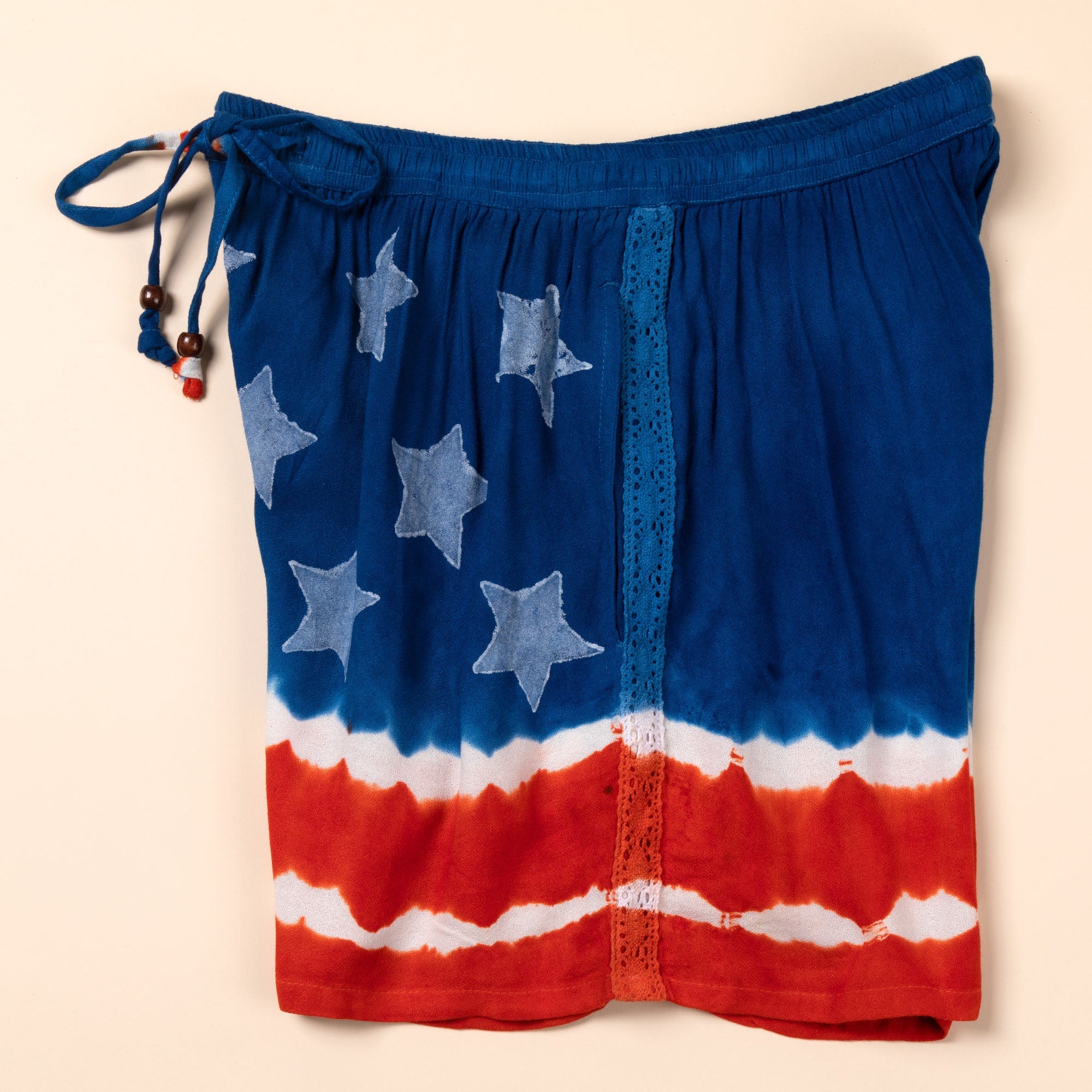 Stars & Stripes Hand Dyed Drawstring Shorts - Aaria Tees Aaria Tees