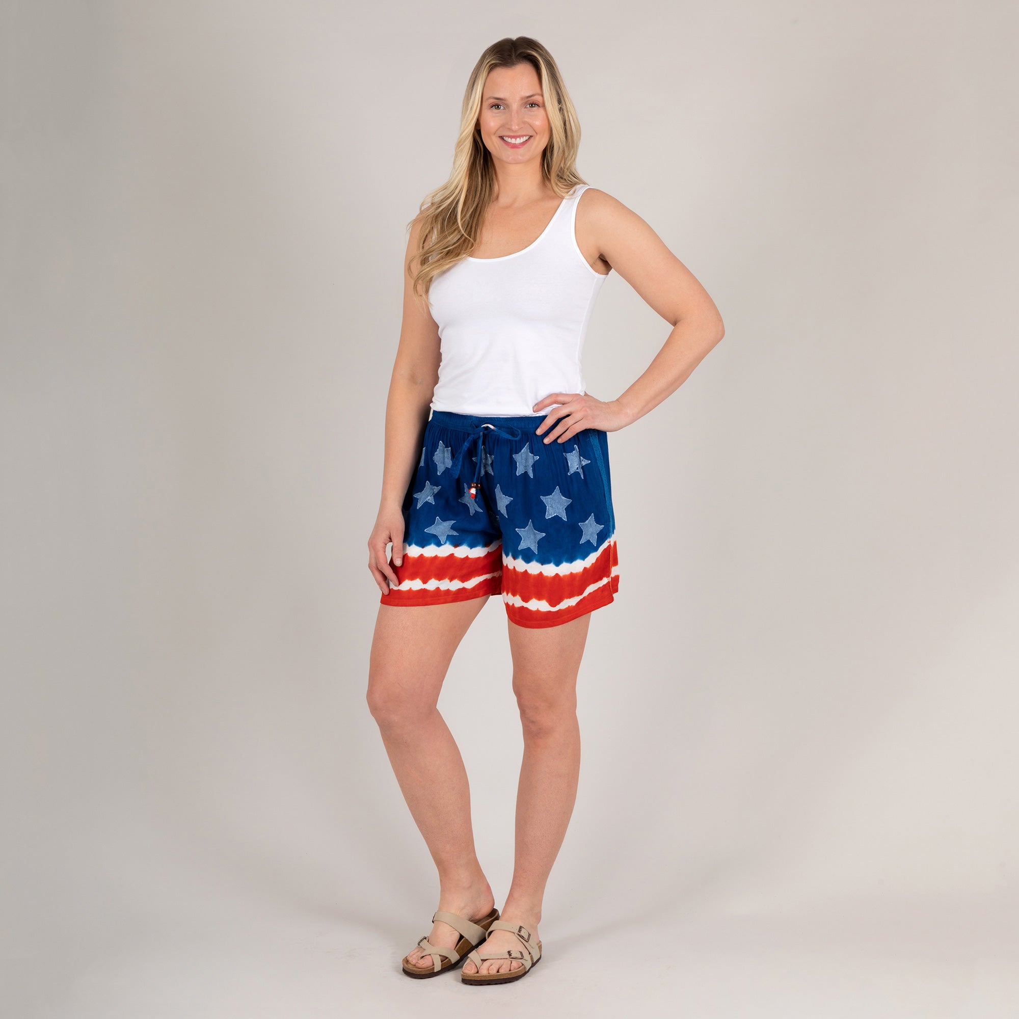 Stars & Stripes Hand Dyed Drawstring Shorts - Aaria Tees Aaria Tees