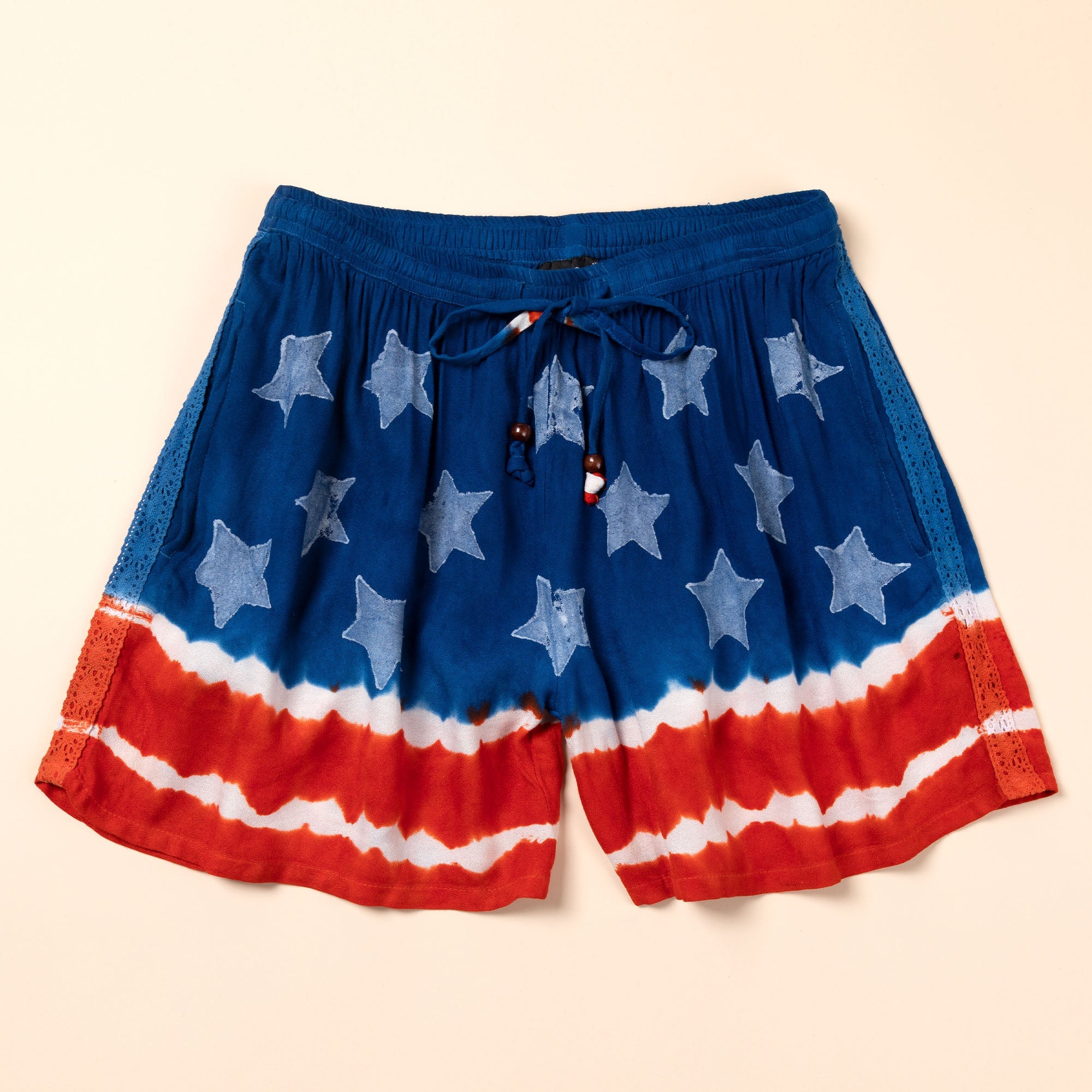 Stars & Stripes Hand Dyed Drawstring Shorts - Aaria Tees Aaria Tees