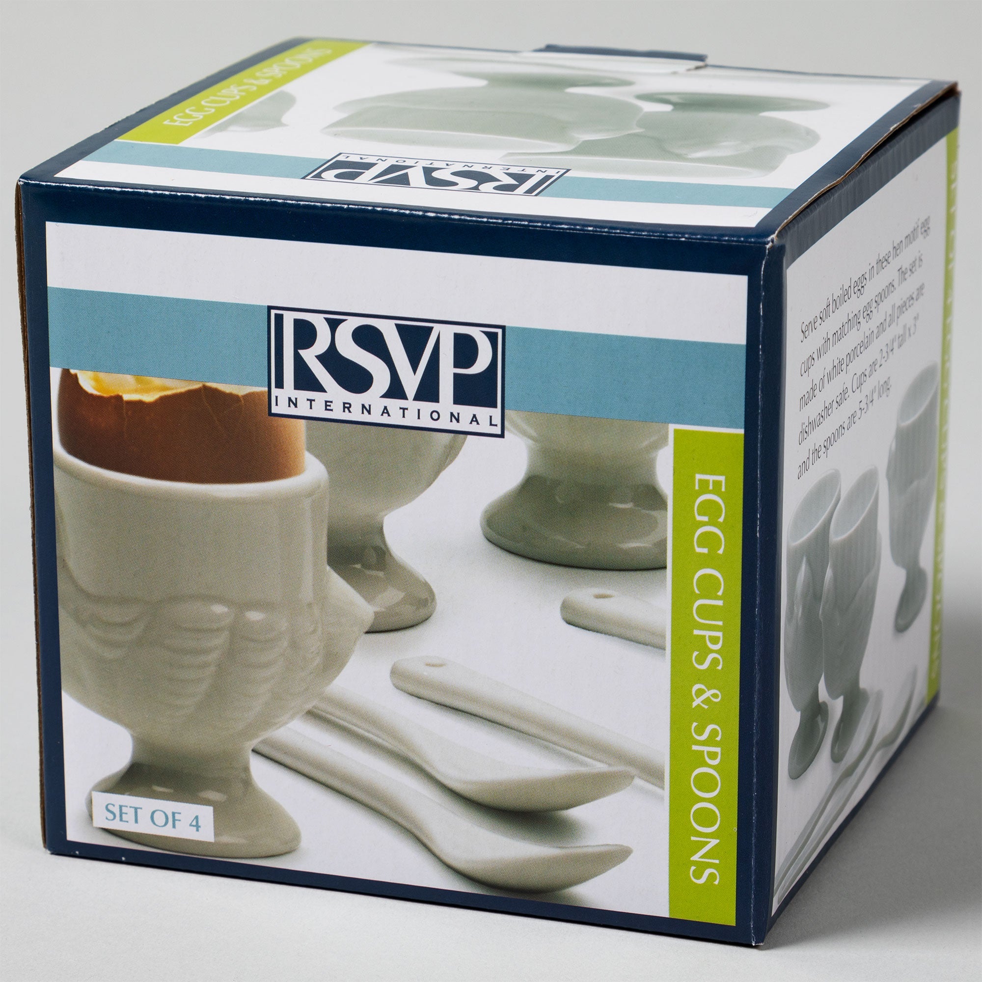 Porcelain Egg Cups & Spoons - Set of 4 - Aaria Tees Aaria Tees