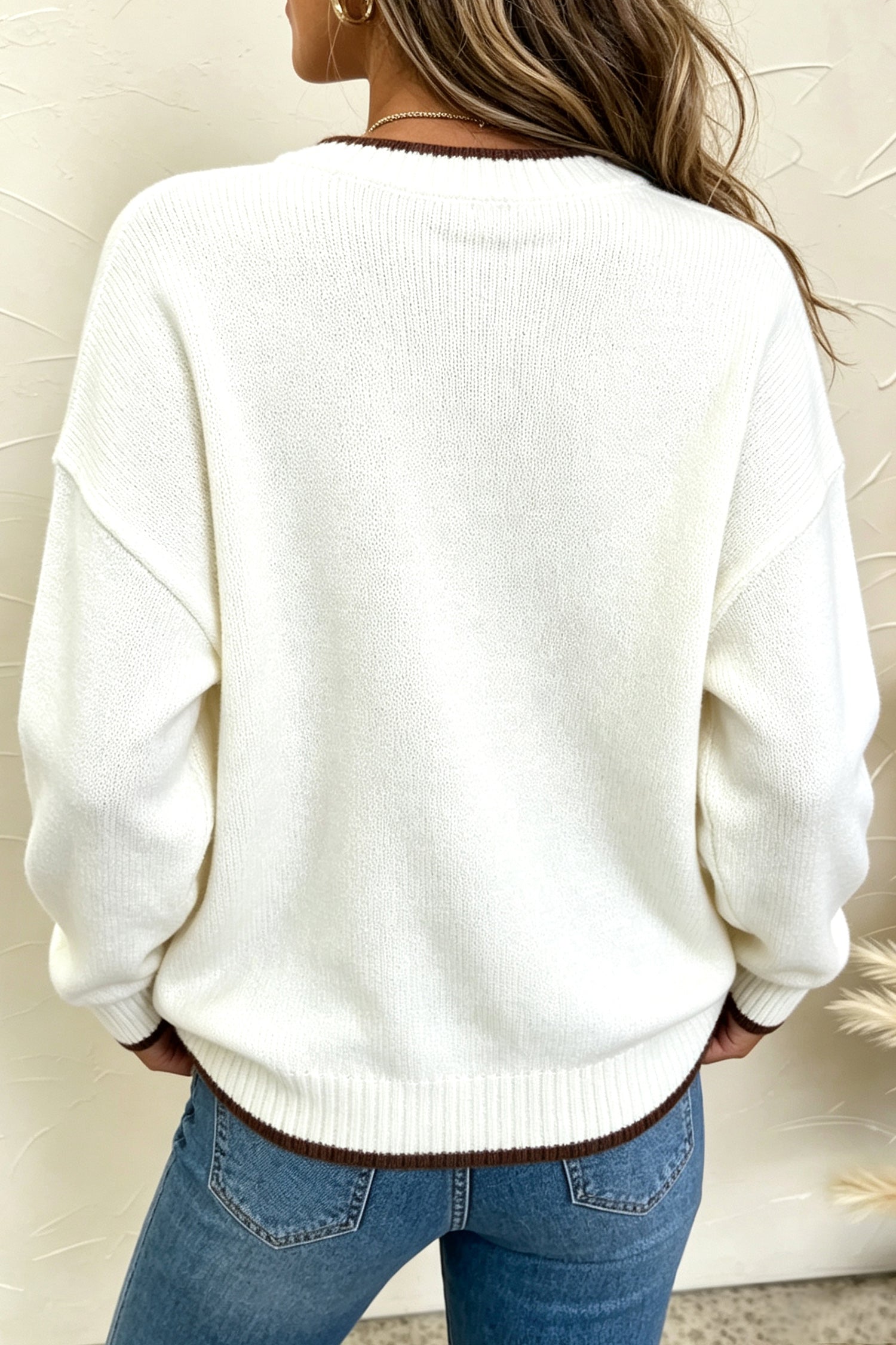 Chicory Coffee Fall Pumpkin Pattern Casual Pullover Sweater - Aaria Tees Aaria Tees