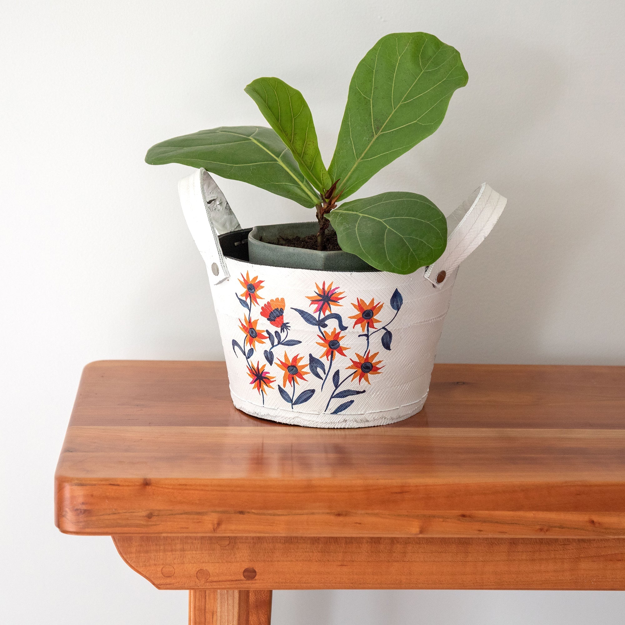Hand Painted Folklore Recycled Rubber Planter - Aaria Tees Aaria Tees