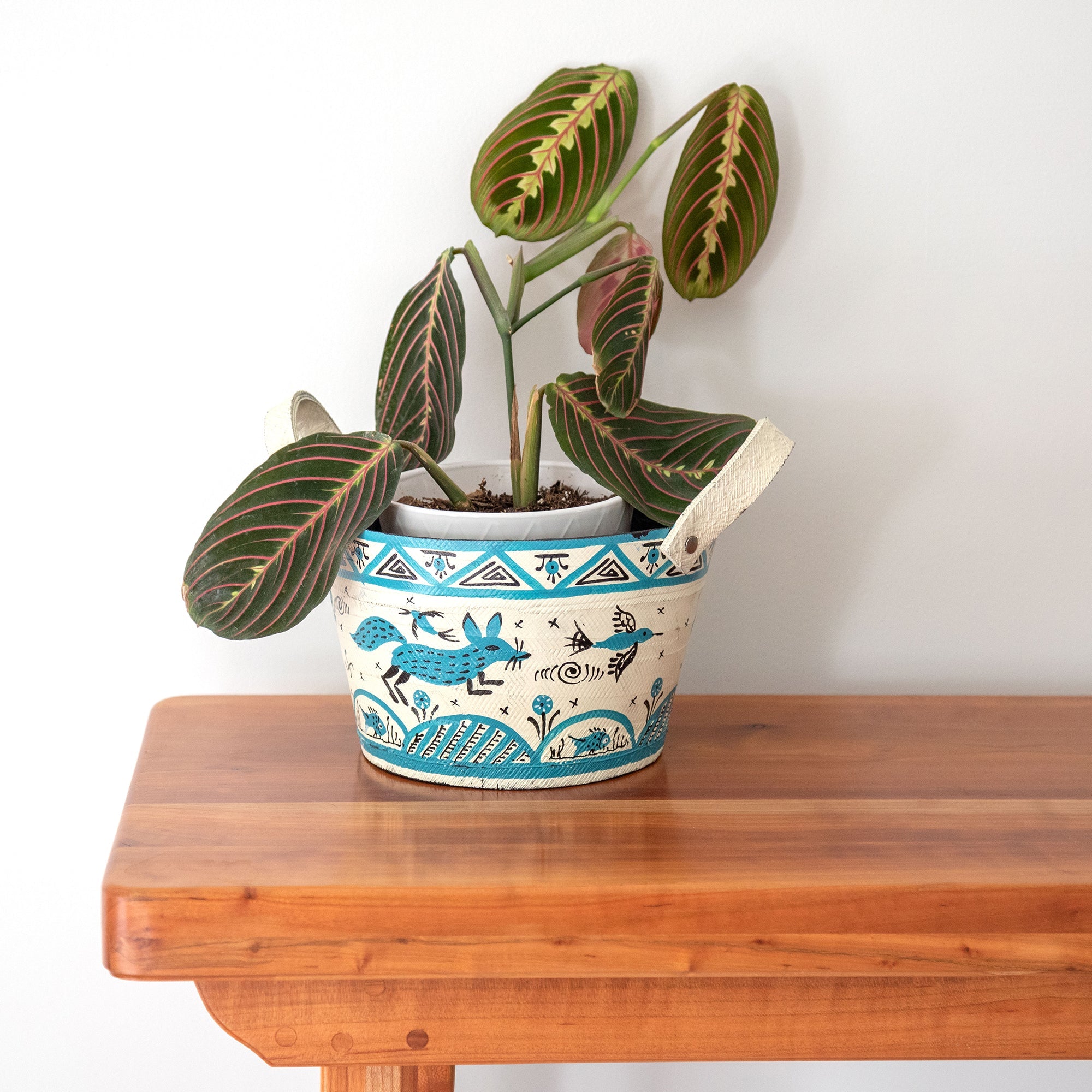 Hand Painted Folklore Recycled Rubber Planter - Aaria Tees Aaria Tees