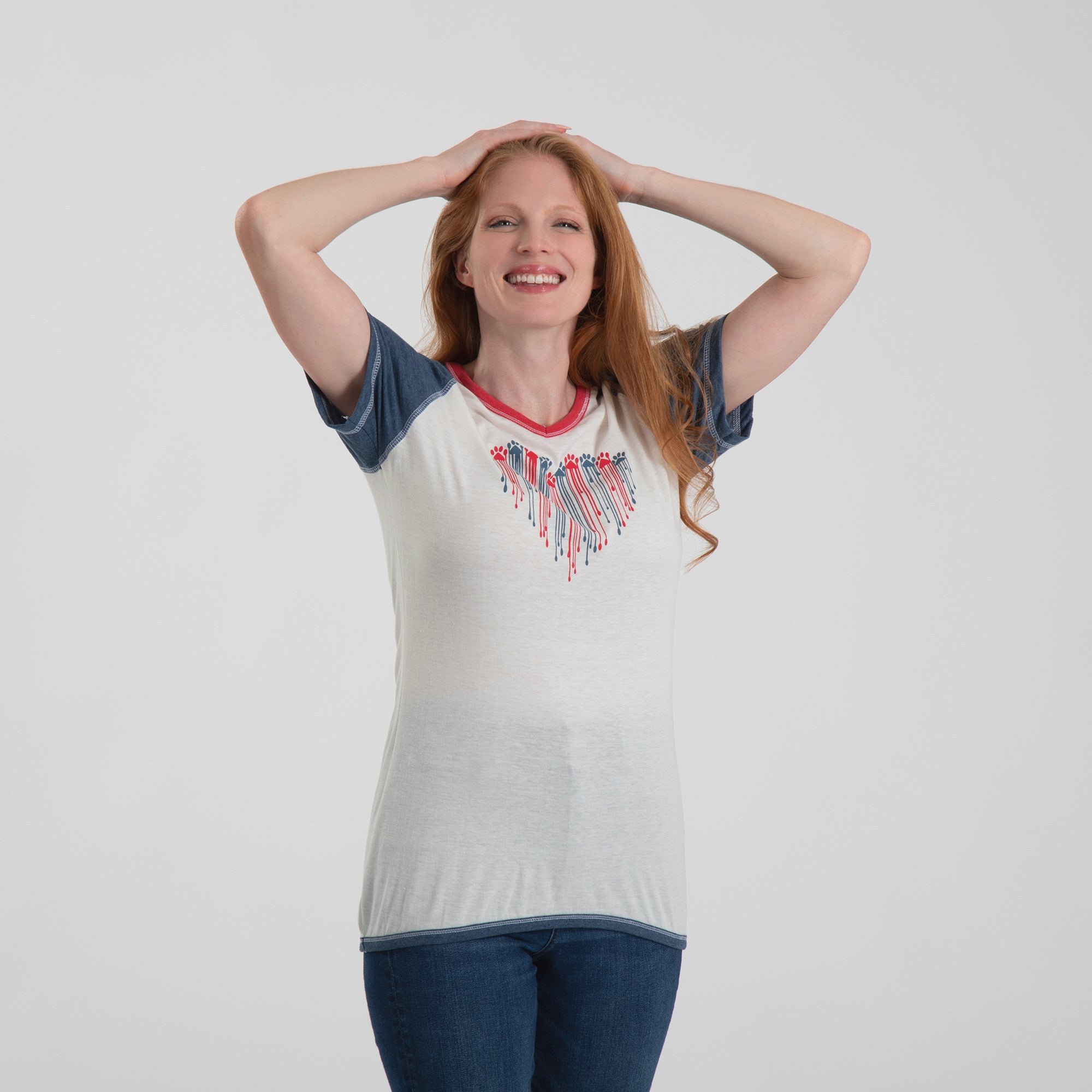 Patriotic Paw Raglan Tee - Aaria Tees Aaria Tees