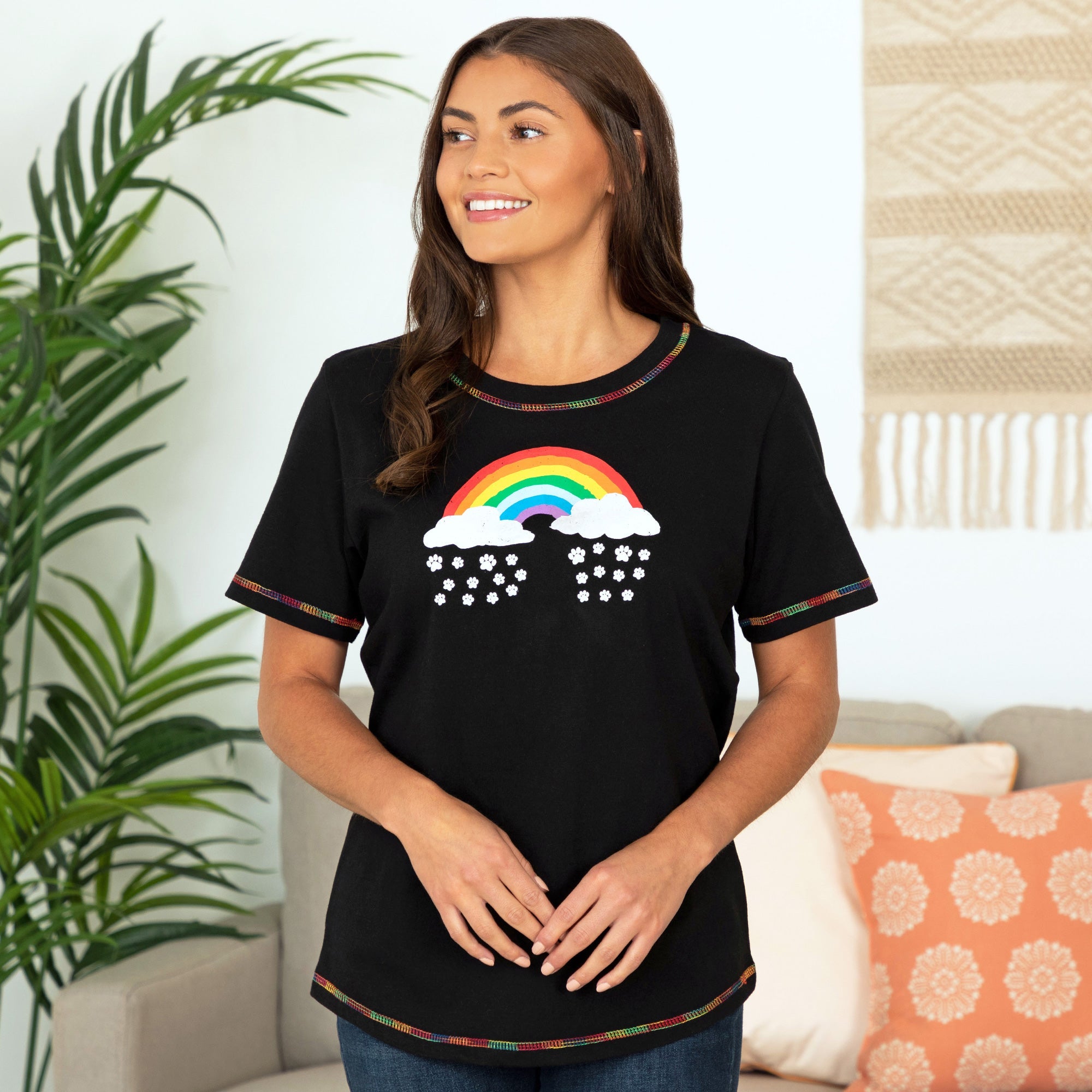 Paw Print Rainbow Short Sleeve T-Shirt - Aaria Tees Aaria Tees