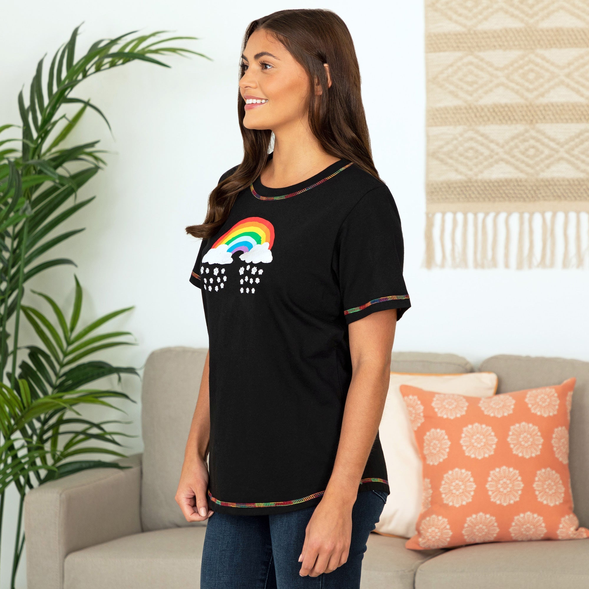 Paw Print Rainbow Short Sleeve T-Shirt - Aaria Tees Aaria Tees