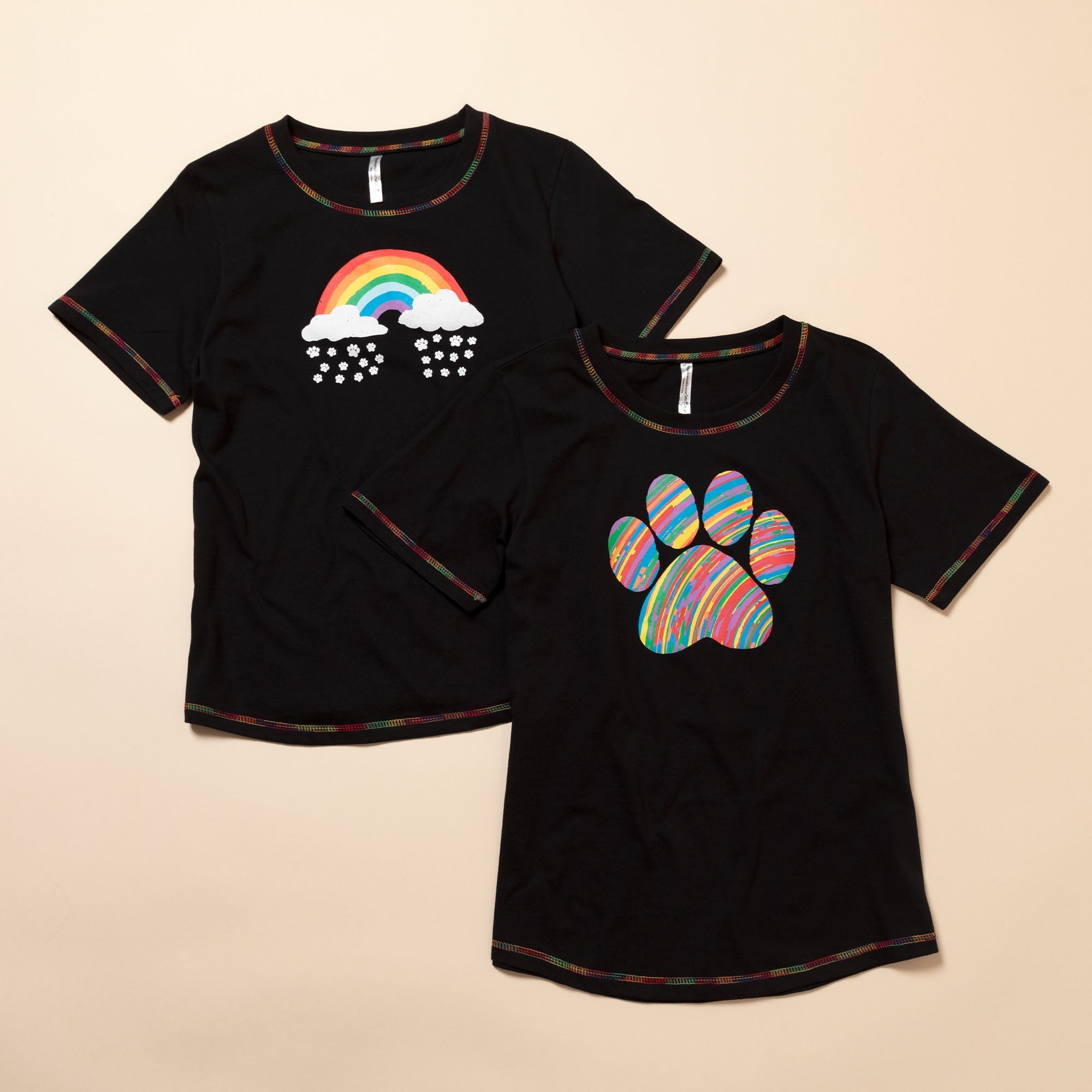 Paw Print Rainbow Short Sleeve T-Shirt - Aaria Tees Aaria Tees