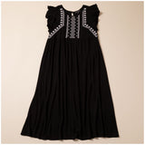 Midnight Garden Embroidered Long Dress - Aaria Tees Aaria Tees