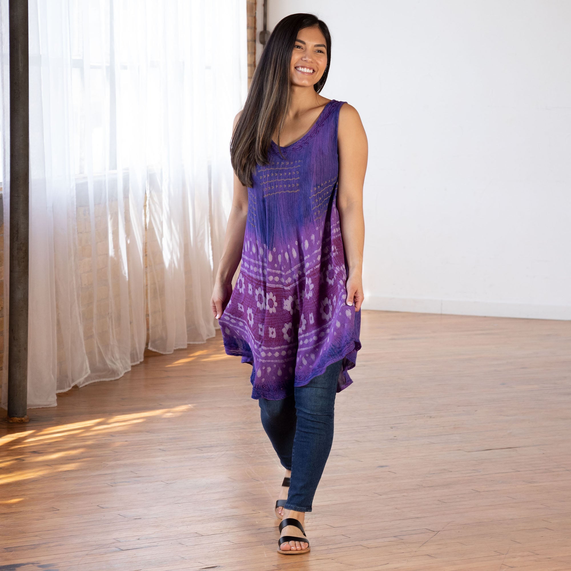 Purple Haze Hand Crafted Sleeveless Tunic - Aaria Tees Aaria Tees