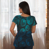 Blue Butterflies Short Sleeve Ribbed Crew Neck Tee - Aaria Tees Aaria Tees