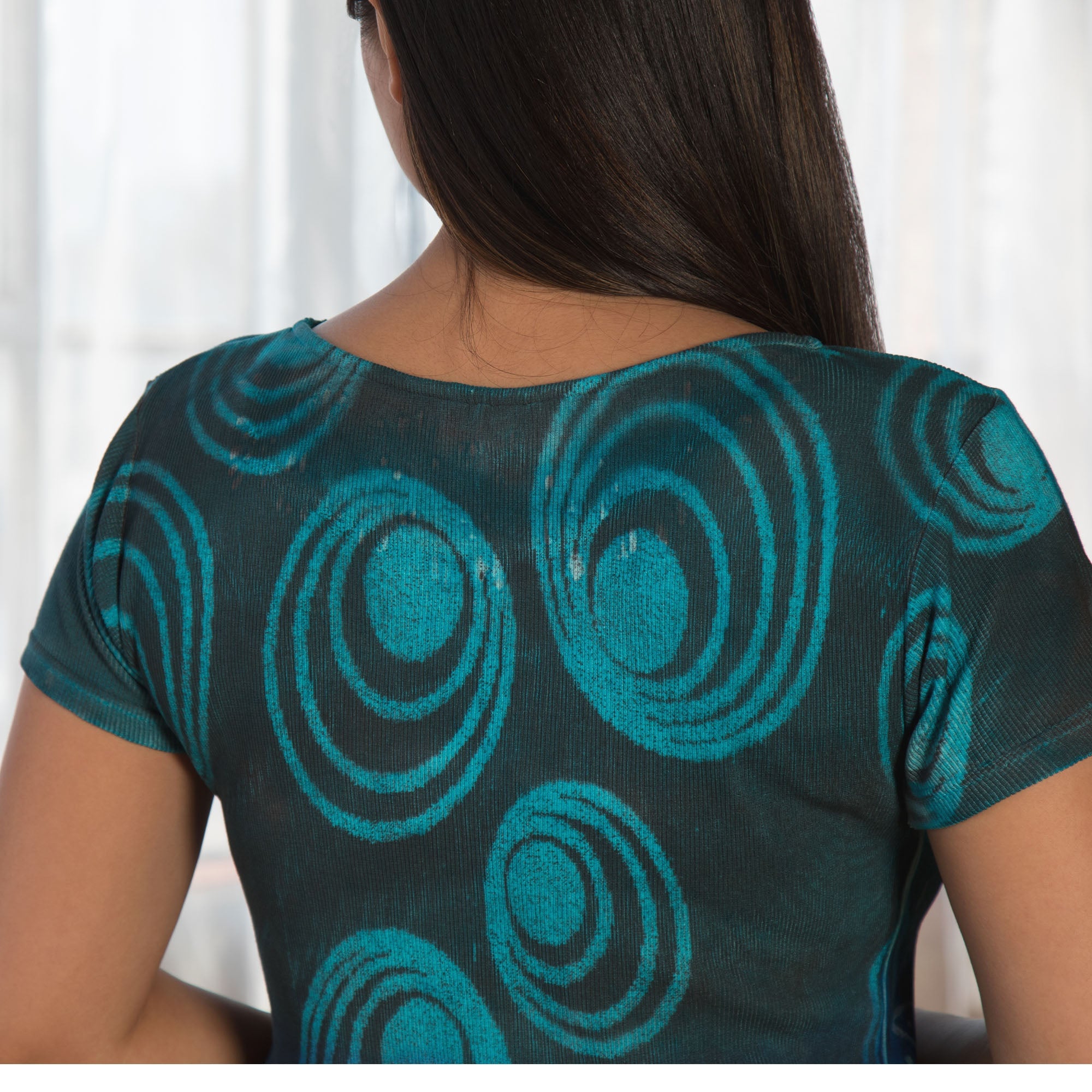 Blue Butterflies Short Sleeve Ribbed Crew Neck Tee - Aaria Tees Aaria Tees