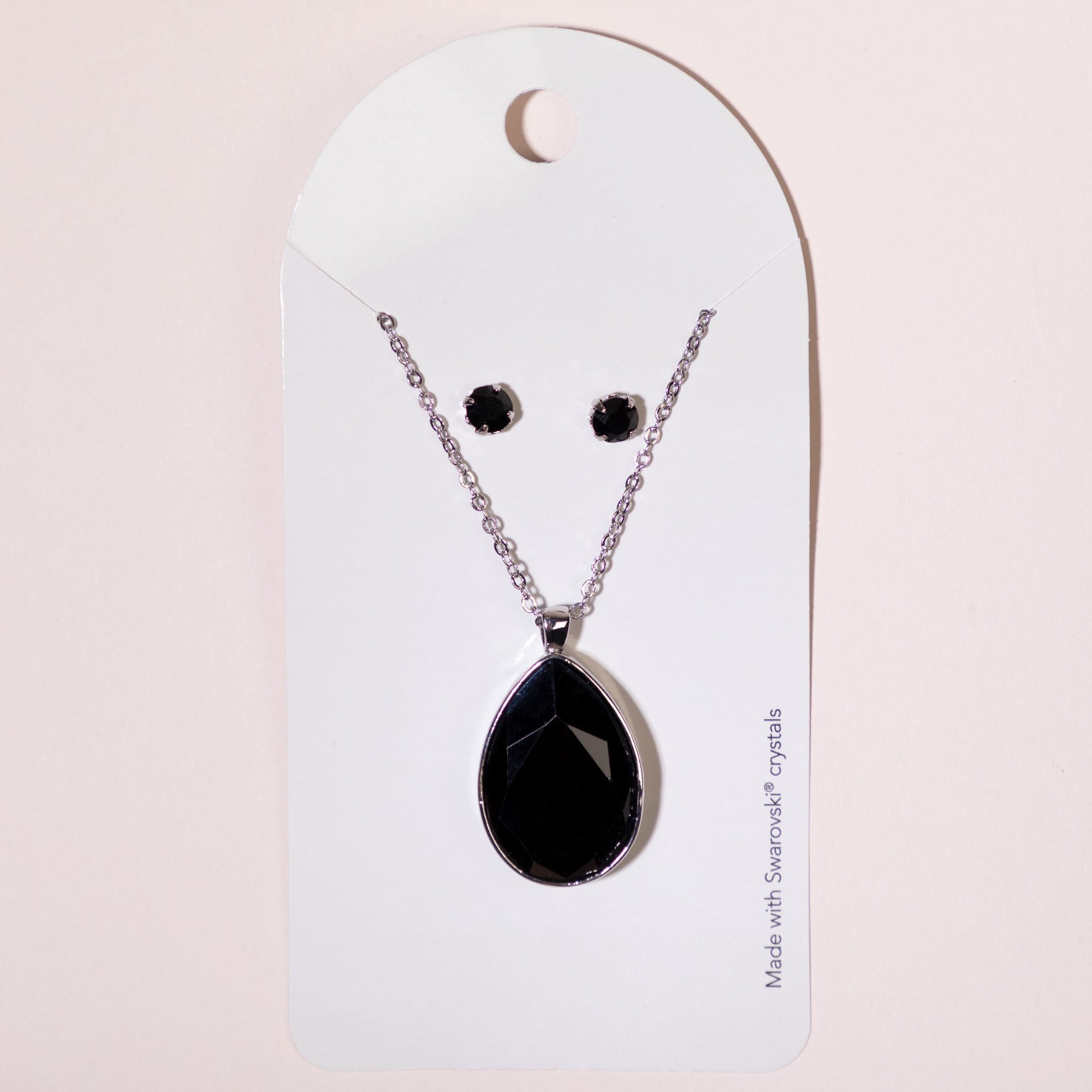 Swarovski Tear Drop Necklace & Post Earrings - Aaria Tees Aaria Tees