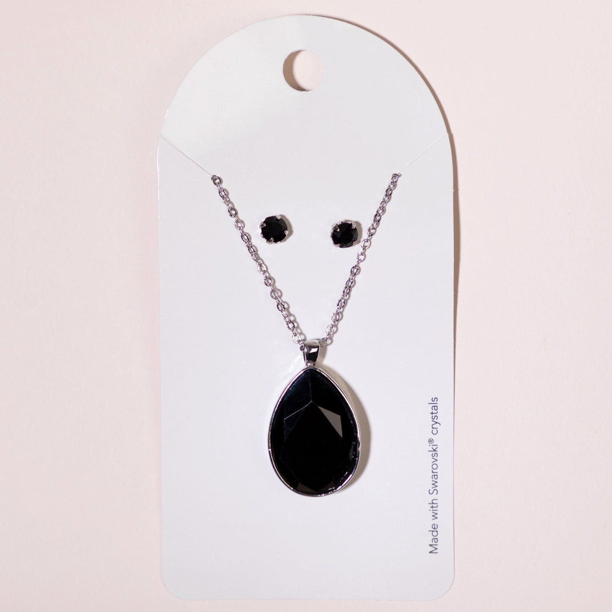 Swarovski Tear Drop Necklace & Post Earrings - Aaria Tees
