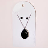 Swarovski Tear Drop Necklace & Post Earrings - Aaria Tees Aaria Tees