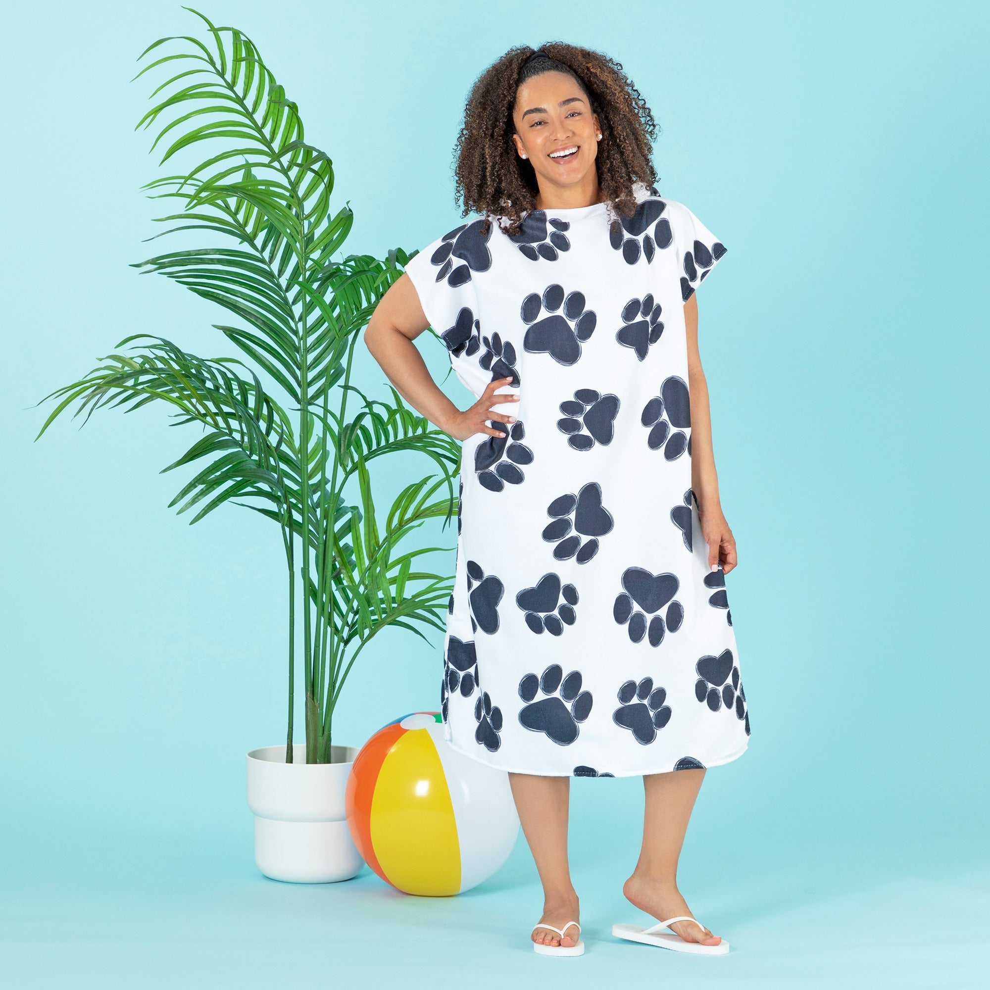 Paw Print Beach Towel Poncho - Aaria Tees Aaria Tees
