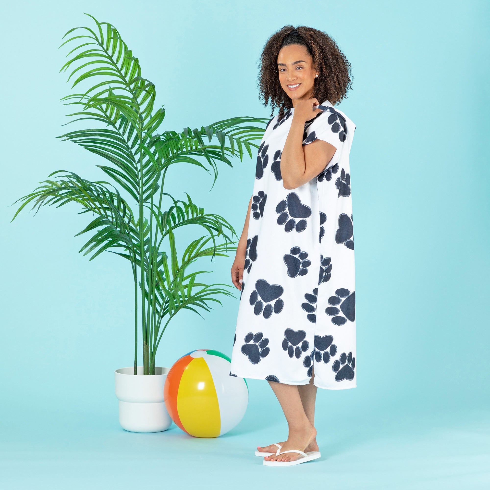 Paw Print Beach Towel Poncho - Aaria Tees Aaria Tees