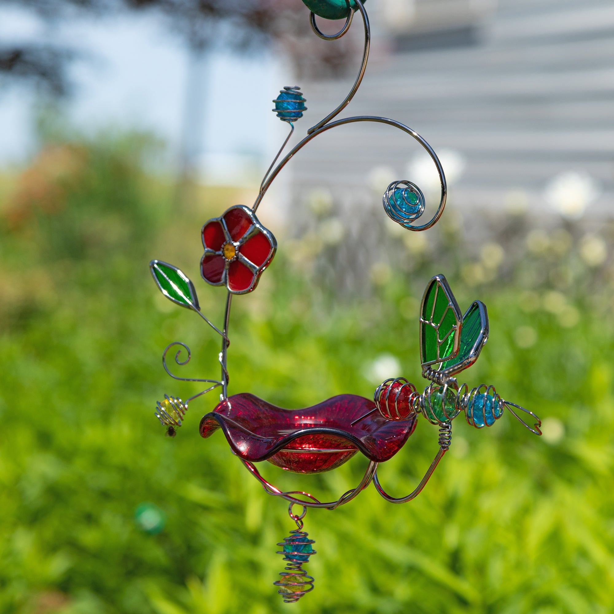 Stained Glass Decorative Hummingbird Feeder - Aaria Tees Aaria Tees