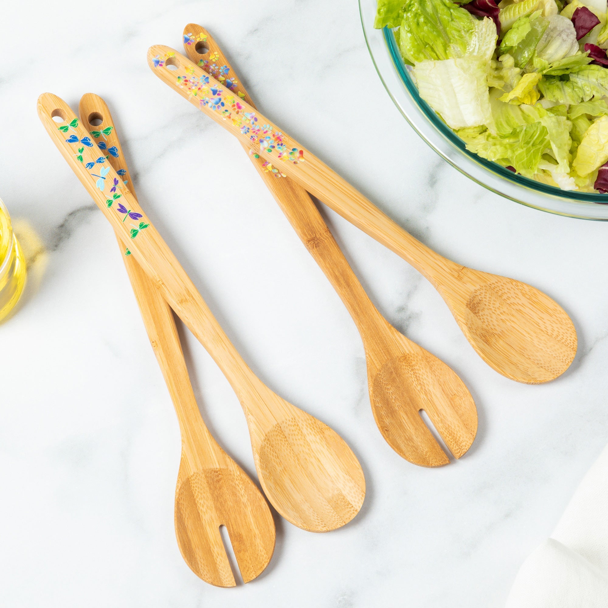 Bamboo Serving Spoon Set - Set of 2 - Aaria Tees Aaria Tees