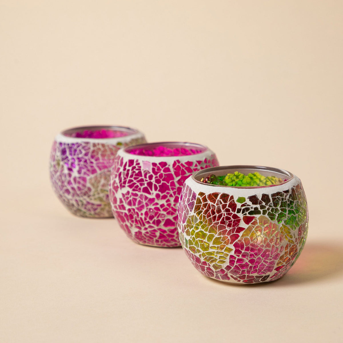 Mosaic Votive Holders - Set of 3 - Aaria Tees