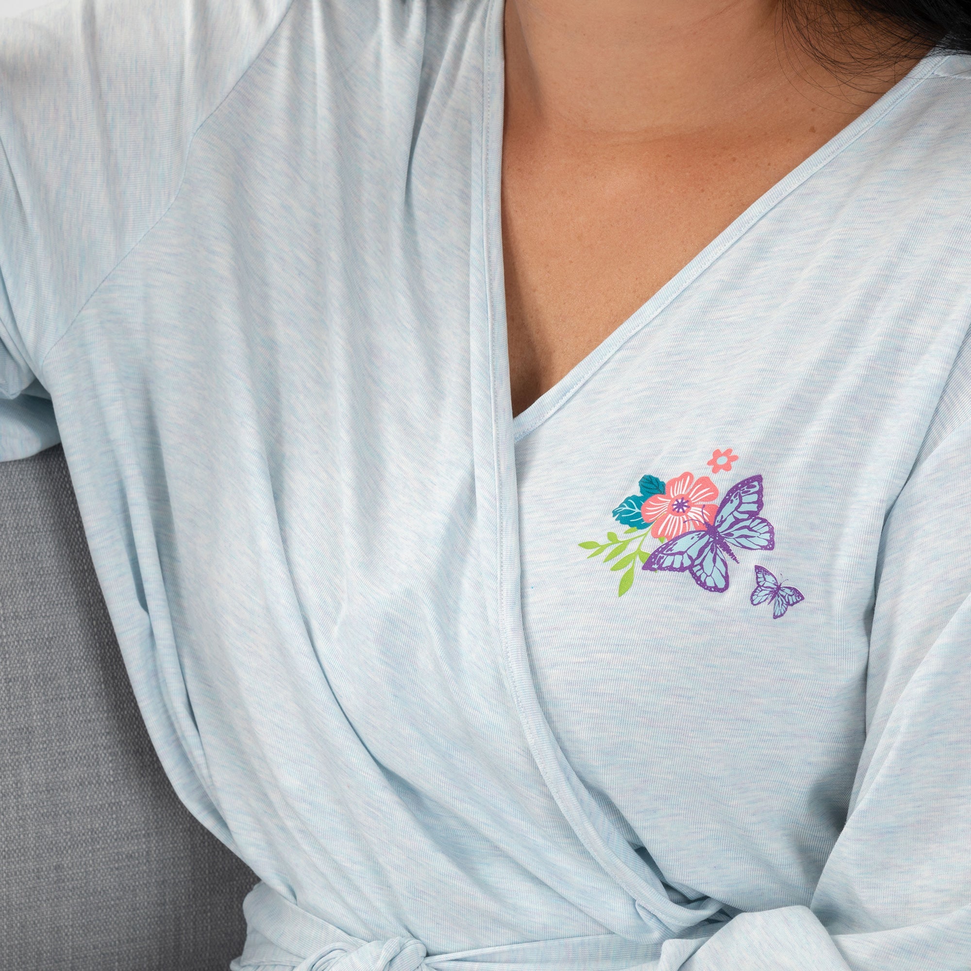 Floral Butterflies Jersey Knit Robe - Aaria Tees Aaria Tees