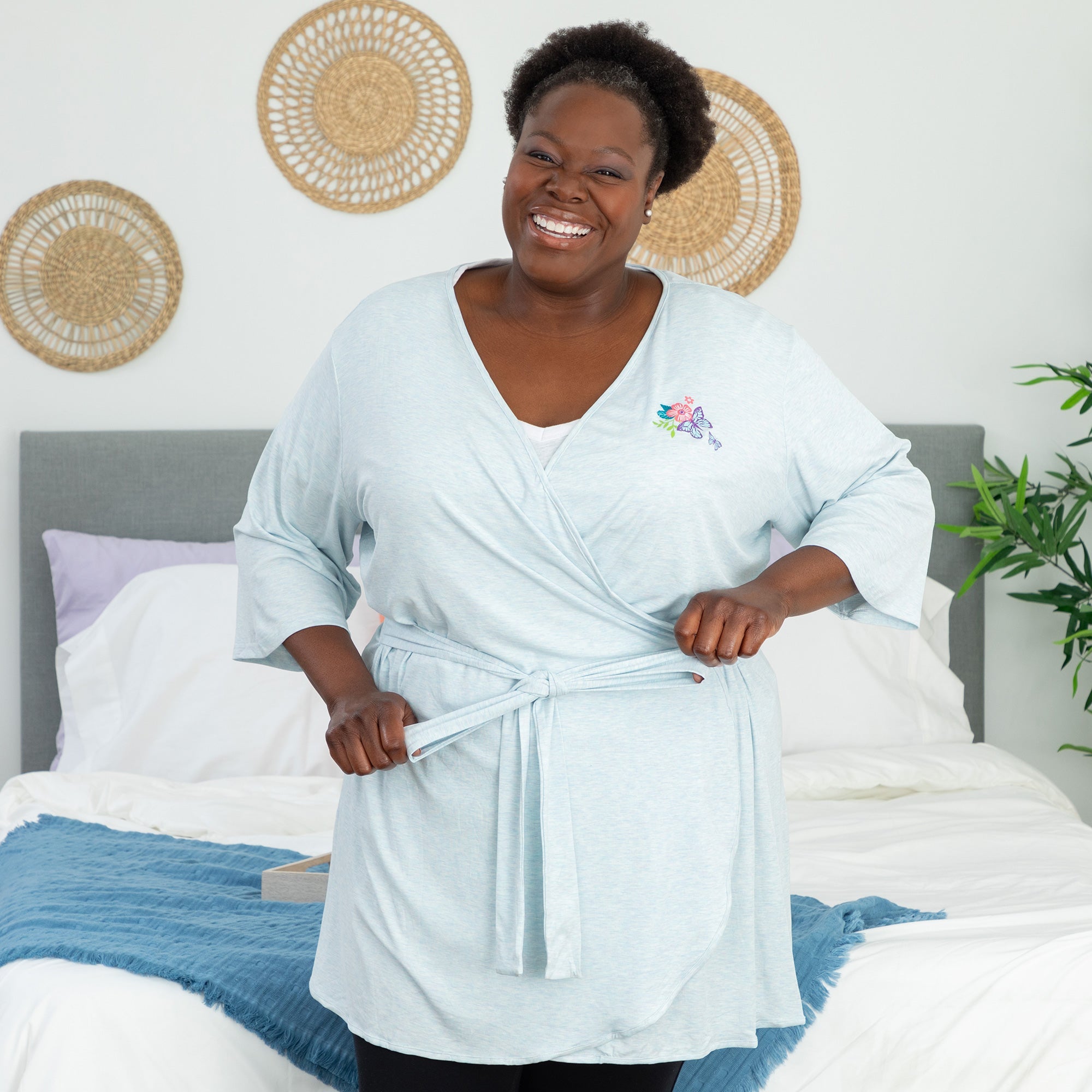 Floral Butterflies Jersey Knit Robe - Aaria Tees Aaria Tees