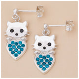 Cat & Heart Birth Month Sterling Earrings - Aaria Tees Aaria Tees
