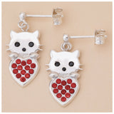 Cat & Heart Birth Month Sterling Earrings - Aaria Tees Aaria Tees